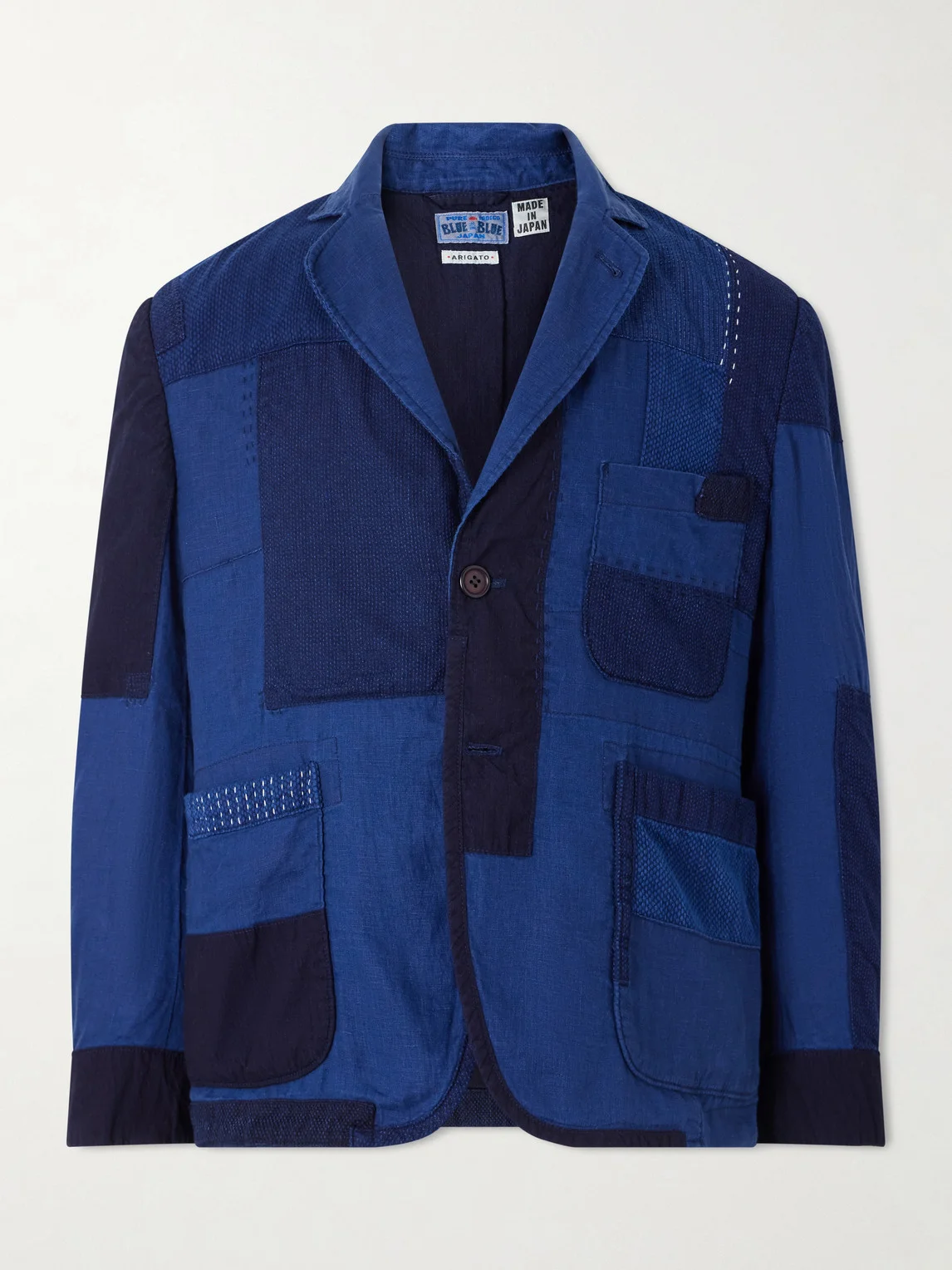 Nenrin Indigo-Dyed Patchwork Linen Blazer - 1