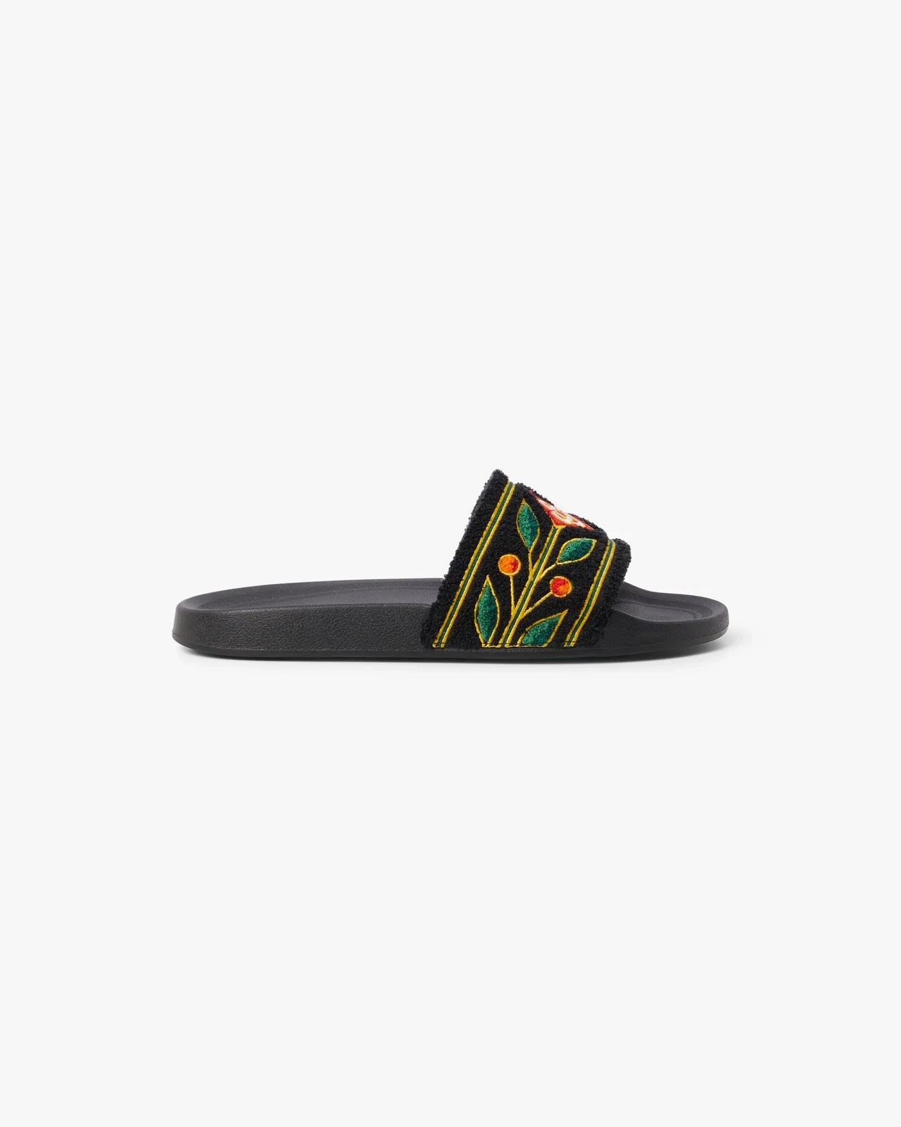 Men's Black Embroidered Terry Slides | Casablanca Paris - 1