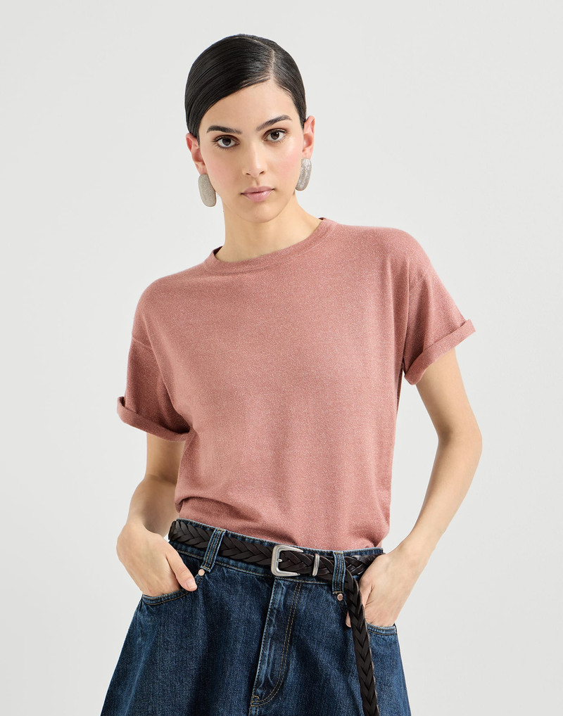 Sparkling cashmere and silk lightweight knit T-shirt 2