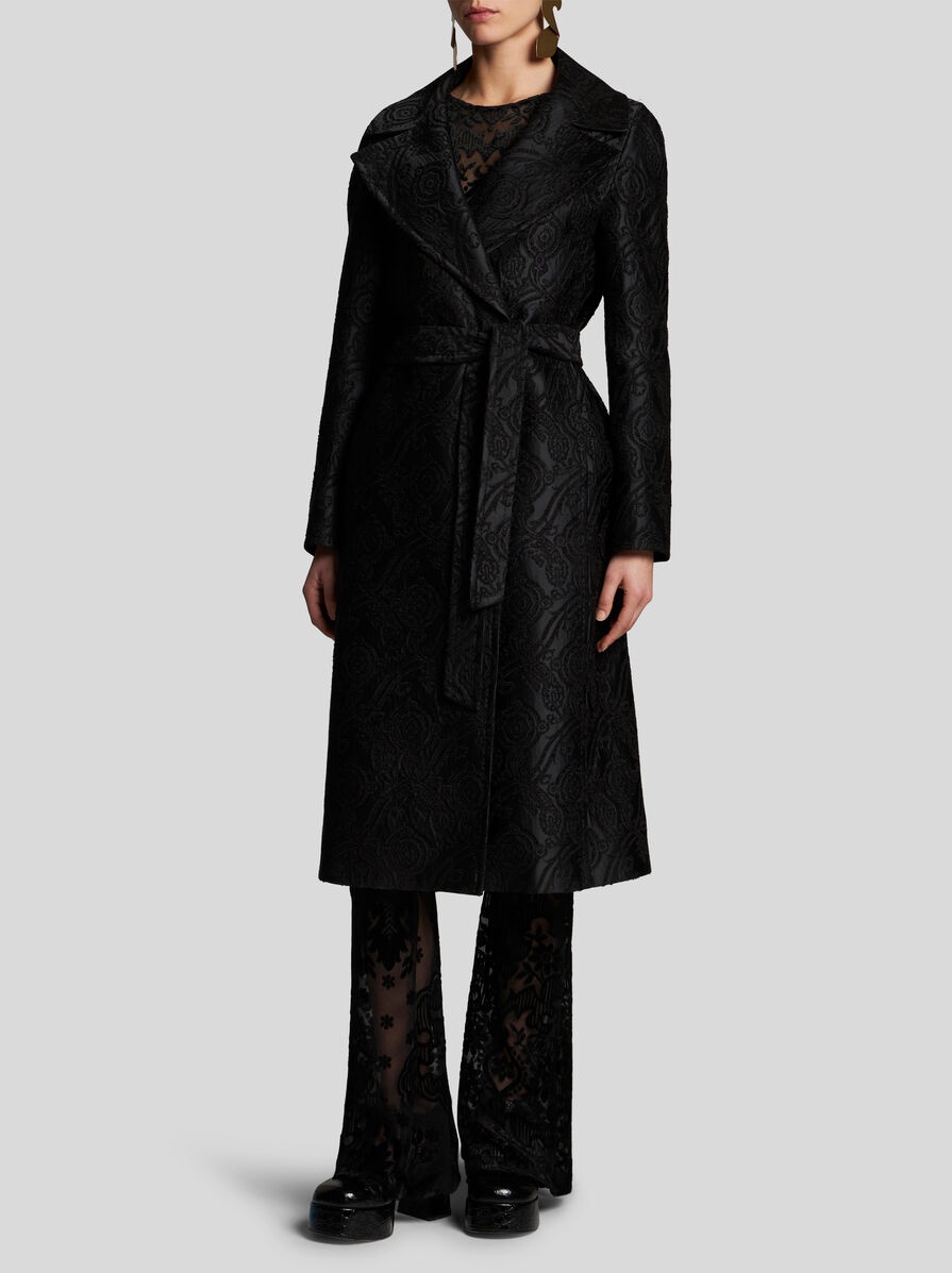 CHENILLE JACQUARD COAT WITH BELT - 4
