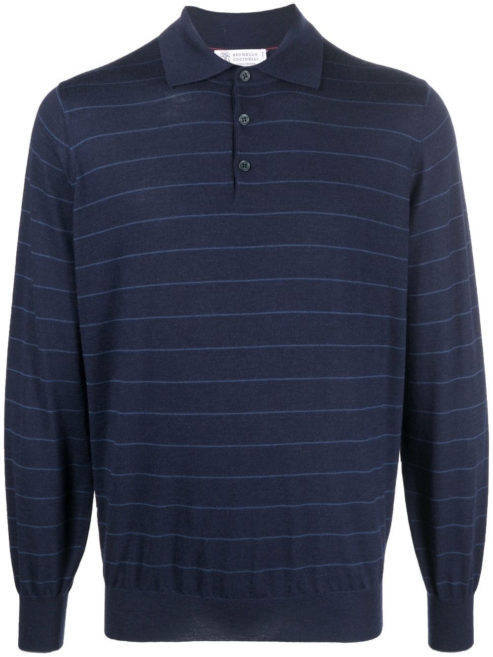 fine-knit long-sleeve polo jumper - 1