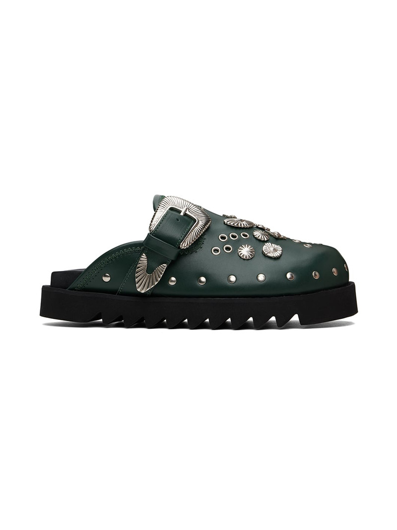 SSENSE Exclusive Green Eyelet Metal Sabot 1
