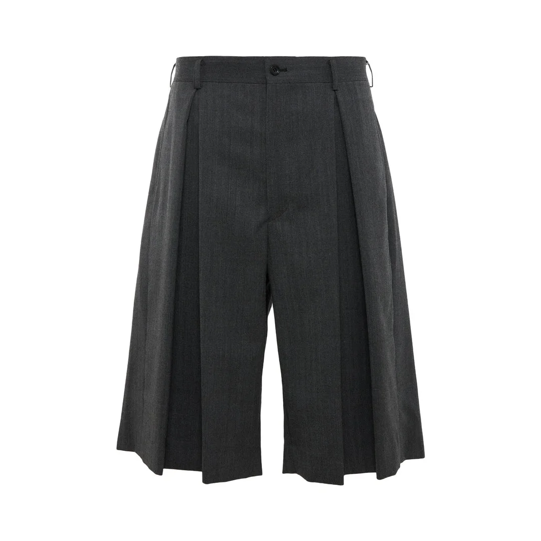 Pleated Wide-Leg Shorts - 1