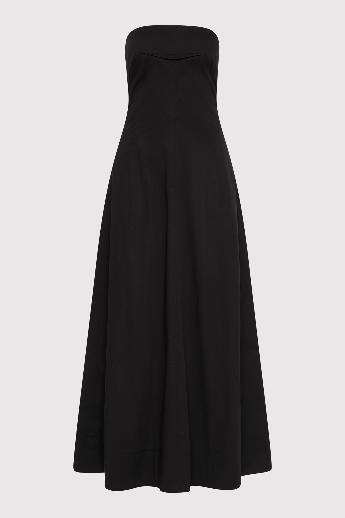 Sculpted Cotton Strapless Dress - Black - 1