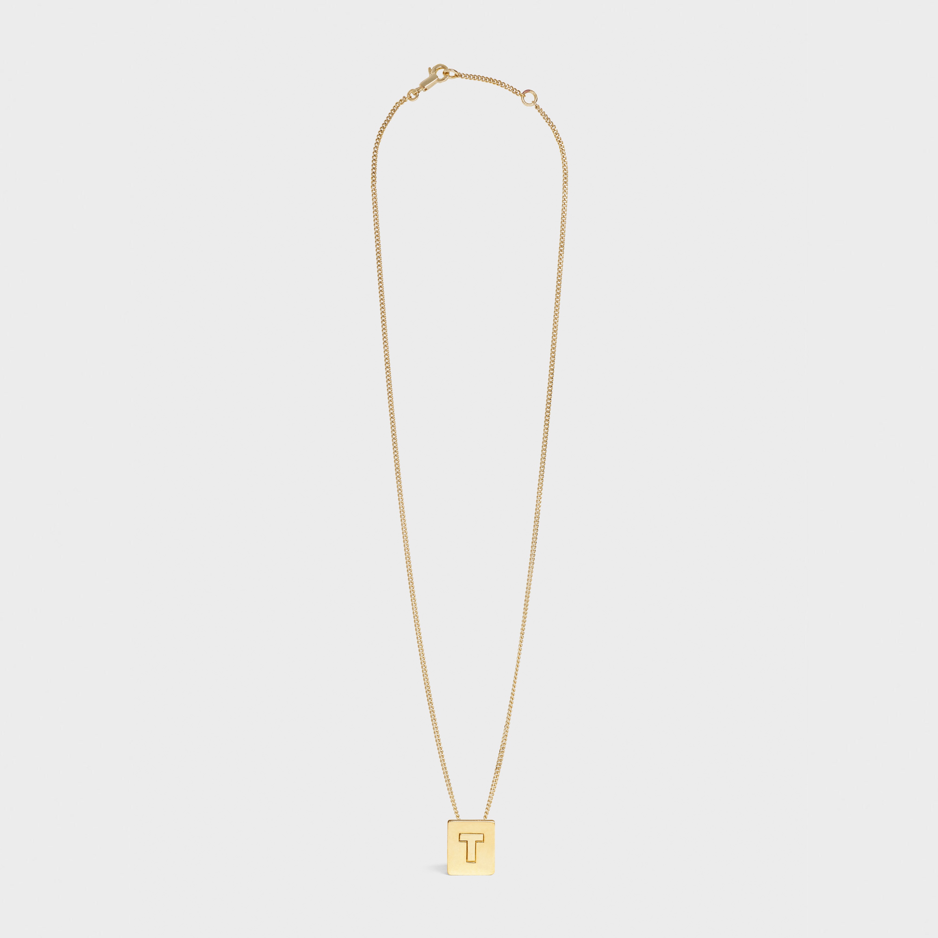 Alphabet T Necklace in Brass with Gold finish - 2