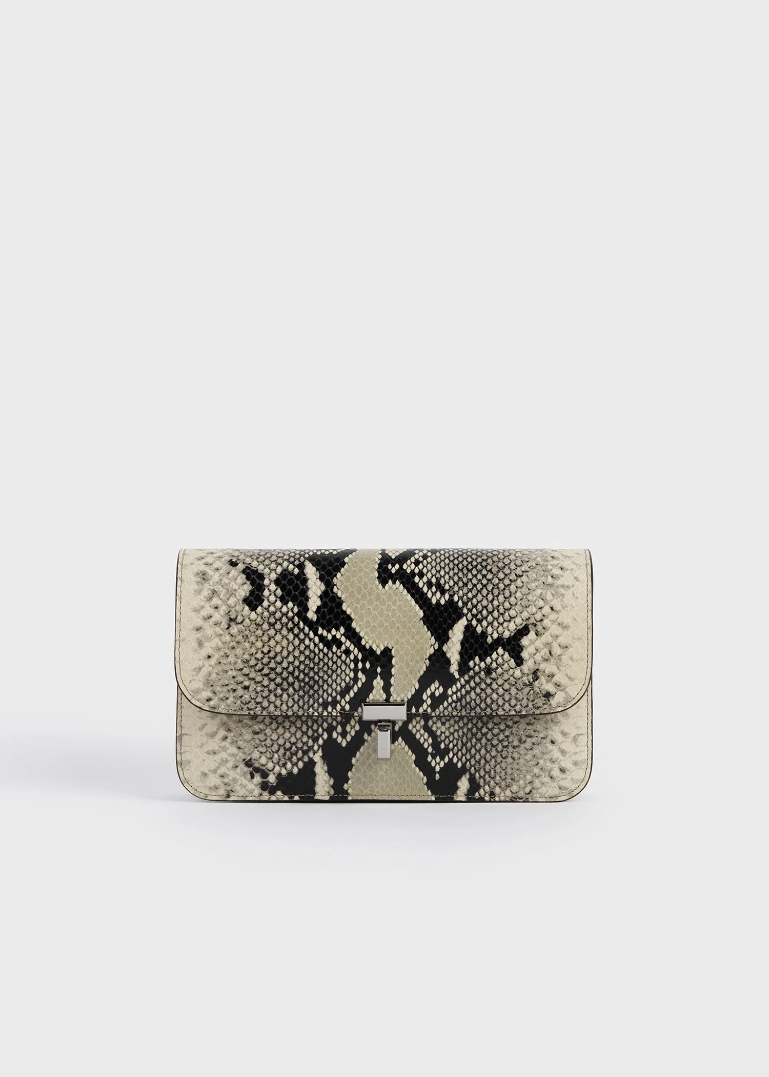 T-lock python-embossed crossbody black/ecru - 1