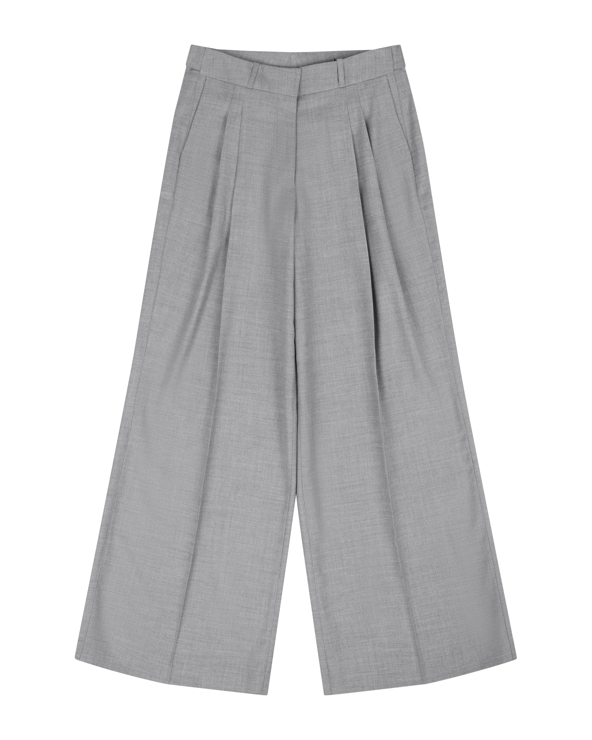 PLEATED WOMENS PANT WARM GRAY - 1