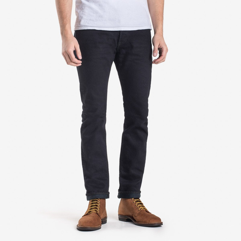 Iron Heart IH-555S-142OD 14oz Selvedge Denim Super Slim Cut Jeans - Indigo Overdyed Black outlook