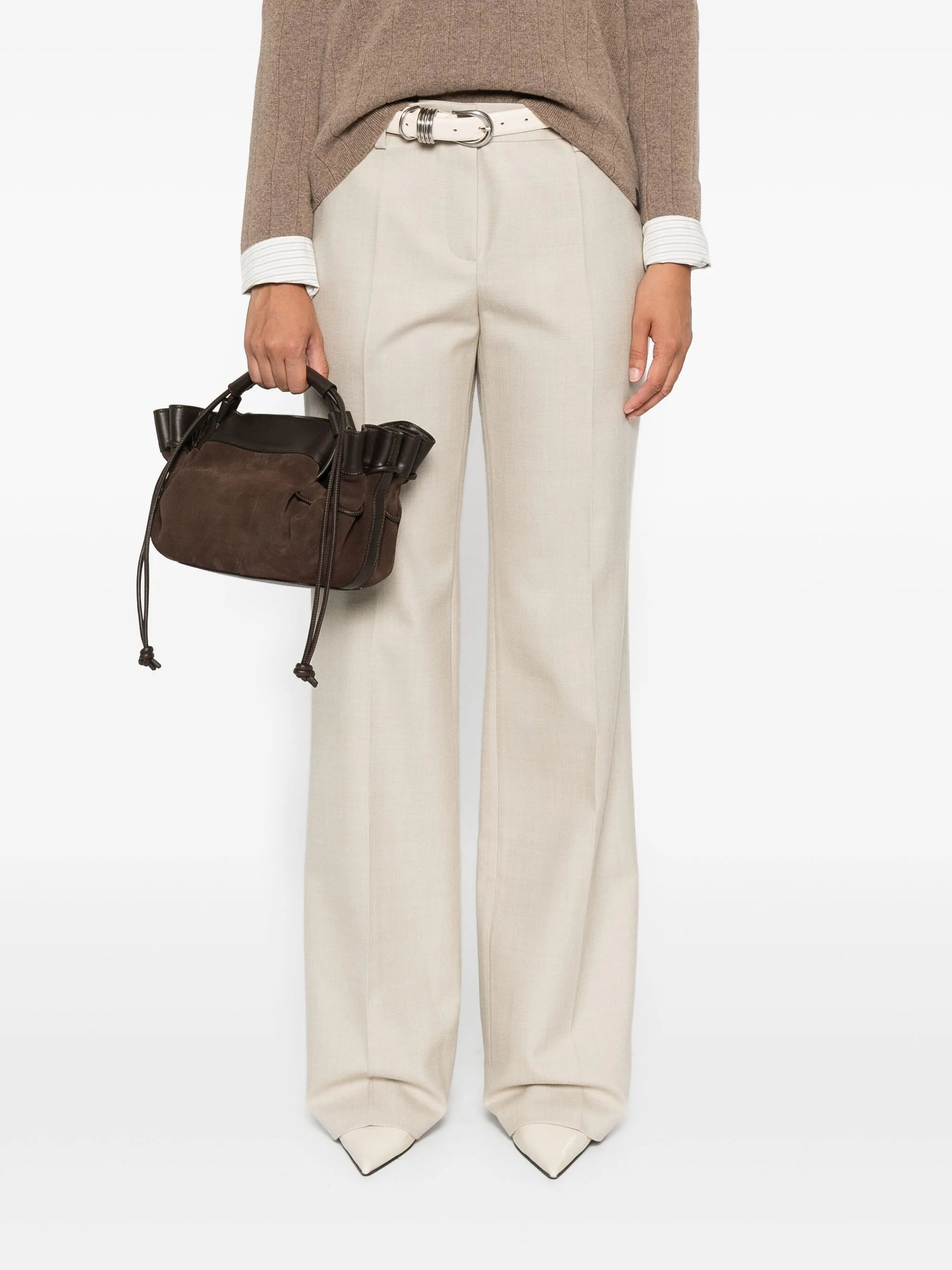 Hereu Arta Ruffled Suede Shoulder Bag - 4