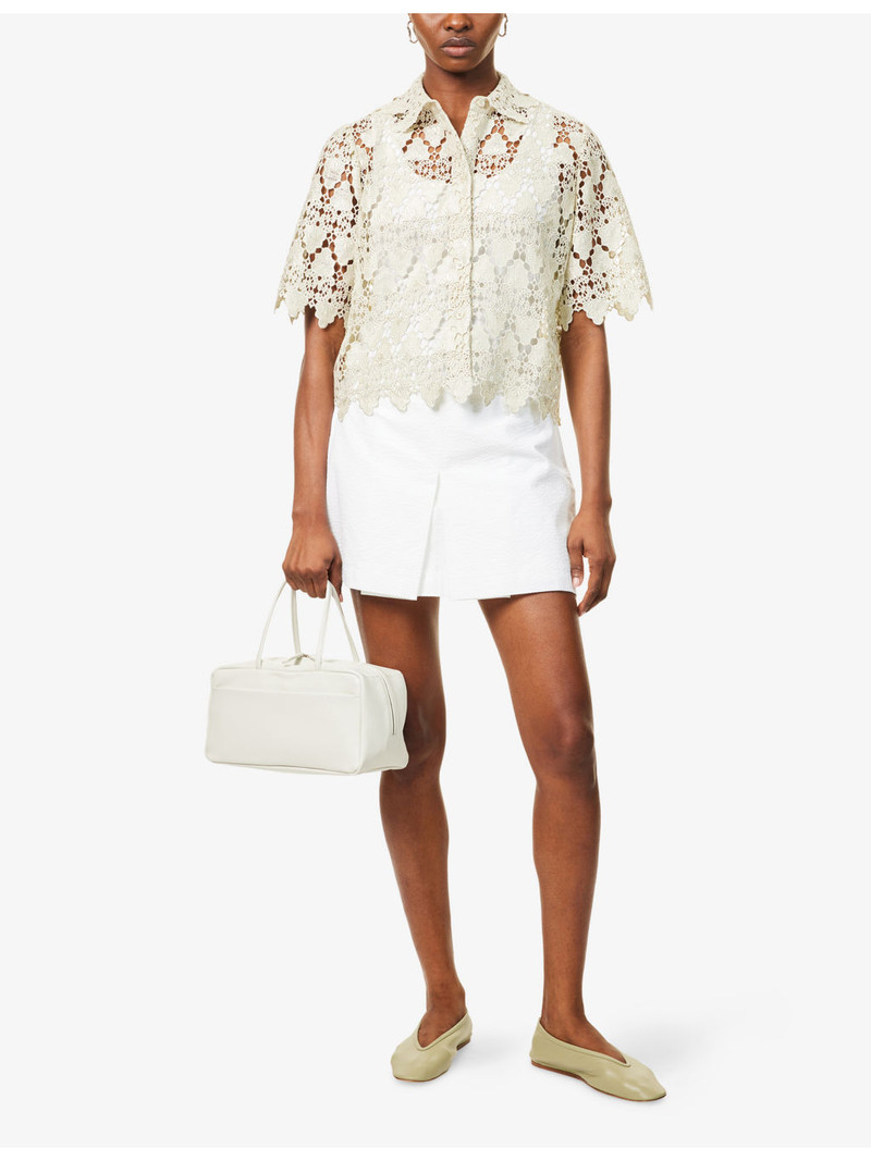 FRAME Seersucker Mid-Rise Woven Shorts outlook