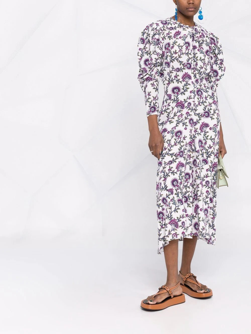 floral-print silk midi dress - 2