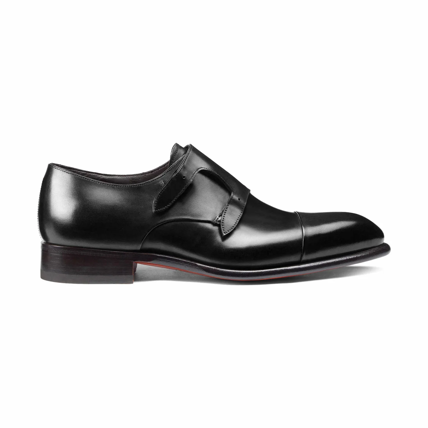 Men's black leather double-buckle shoe - 1