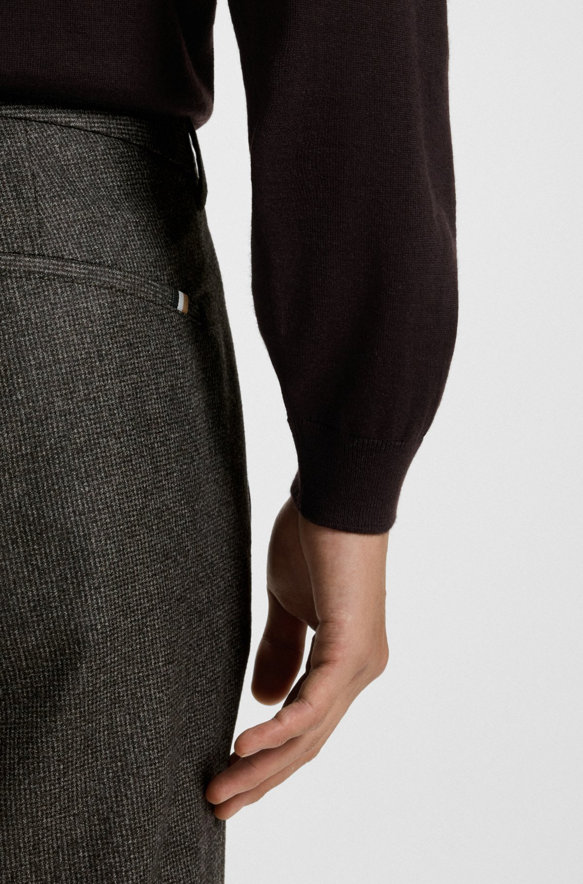 SLIM-FIT PANTS IN MICRO-PATTERNED VIRGIN WOOL - 5