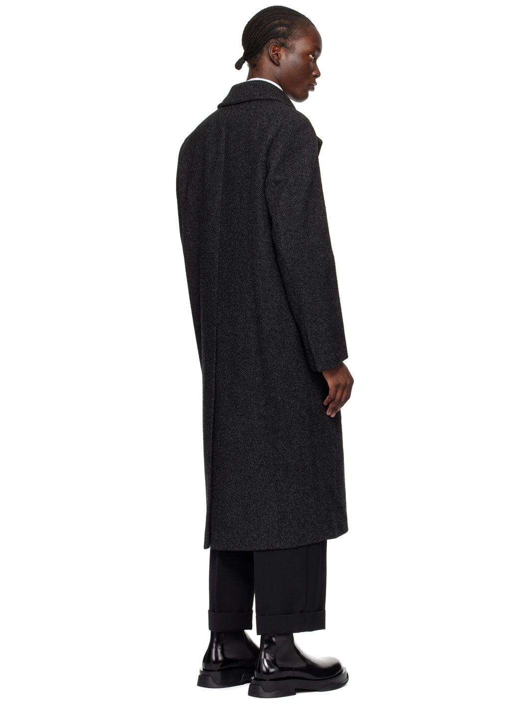 Gray Notched Lapel Coat - 3