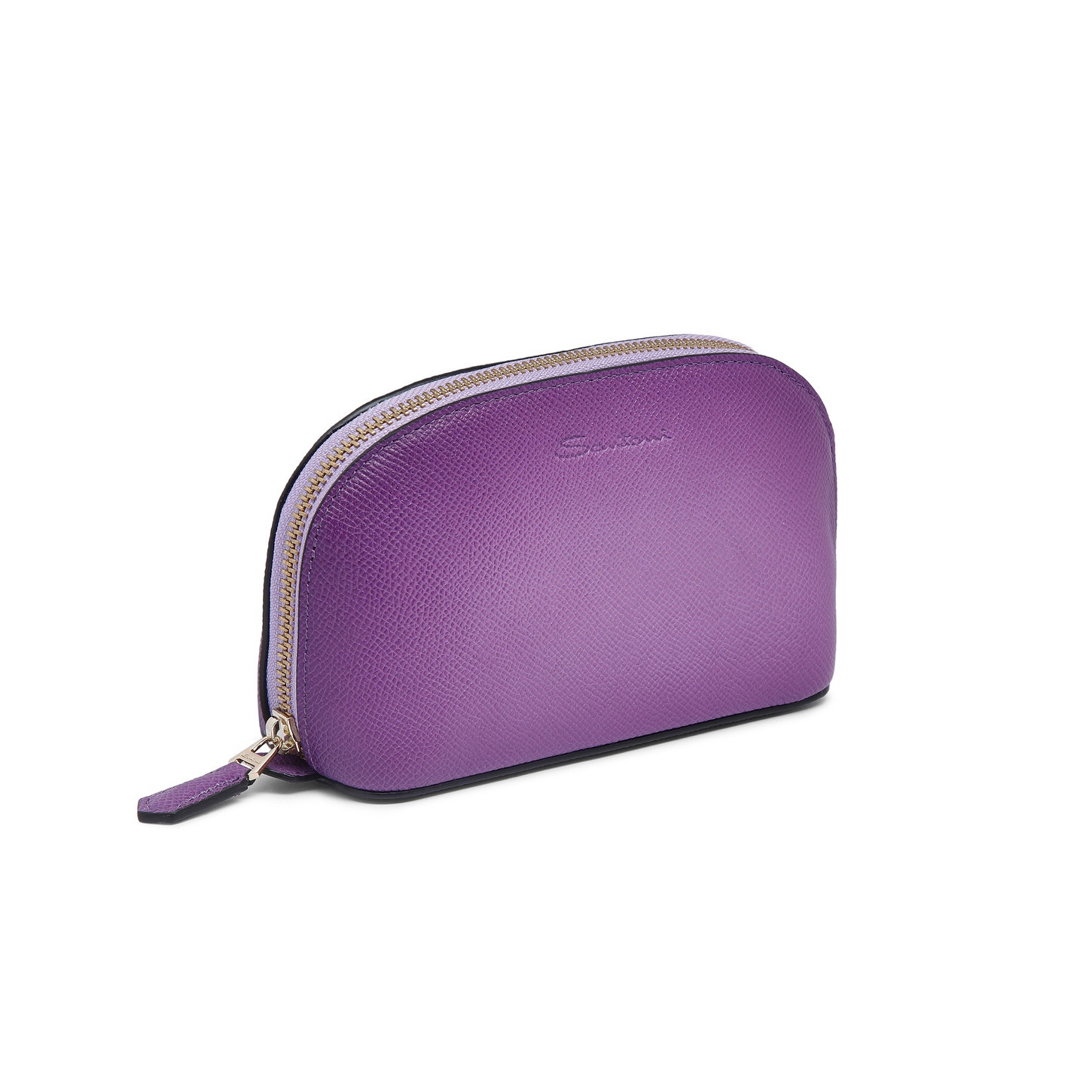 Purple Saffiano leather pouch - 3