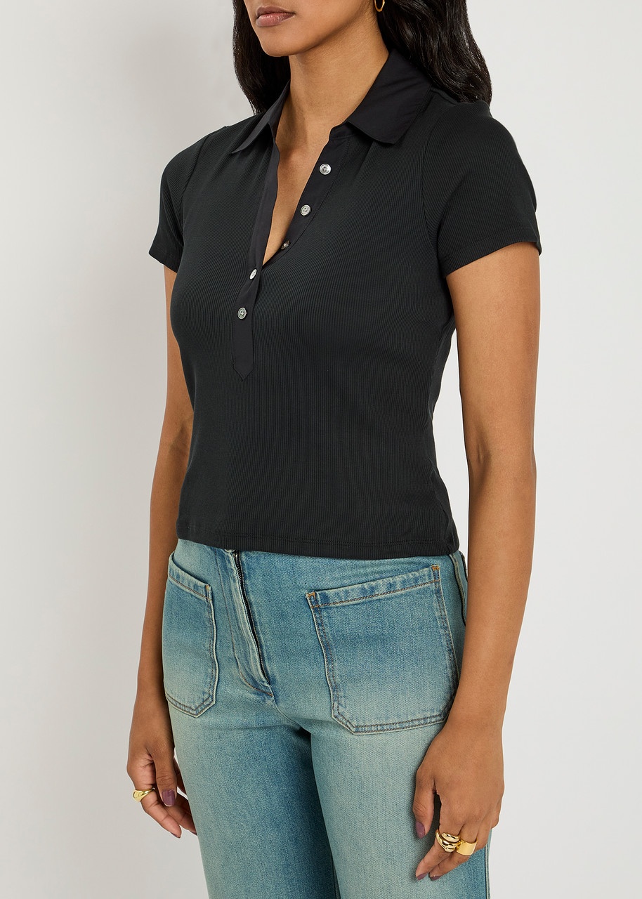 Veronica Beard Kearney Ribbed Stretch-cotton Polo Shirt - 2