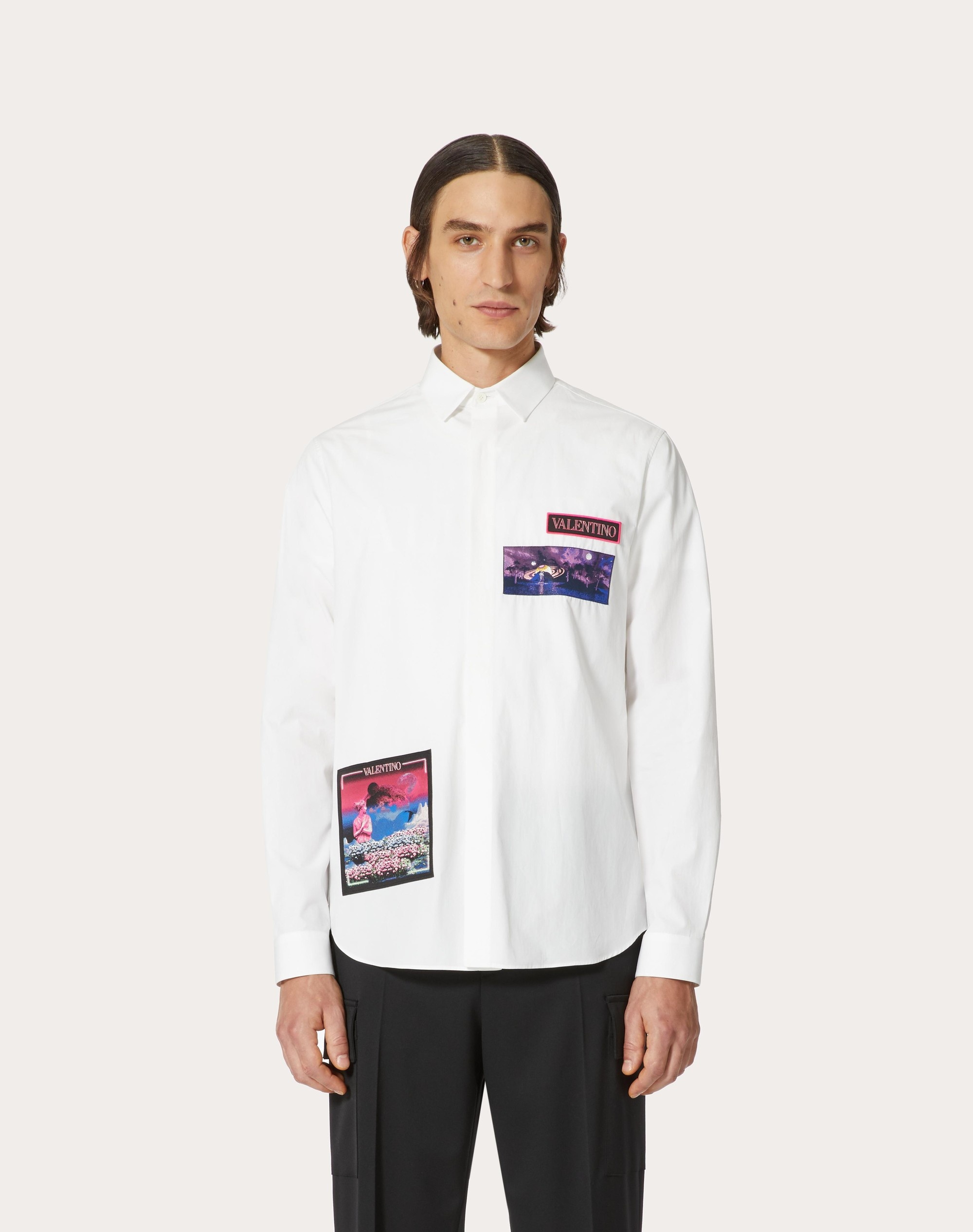 COTTON SHIRT WITH BROCADE PATCH - 3