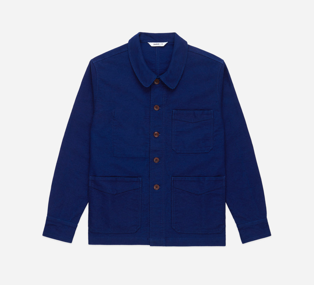 French Work Jacket - Washed Indigo Moleskin - 1