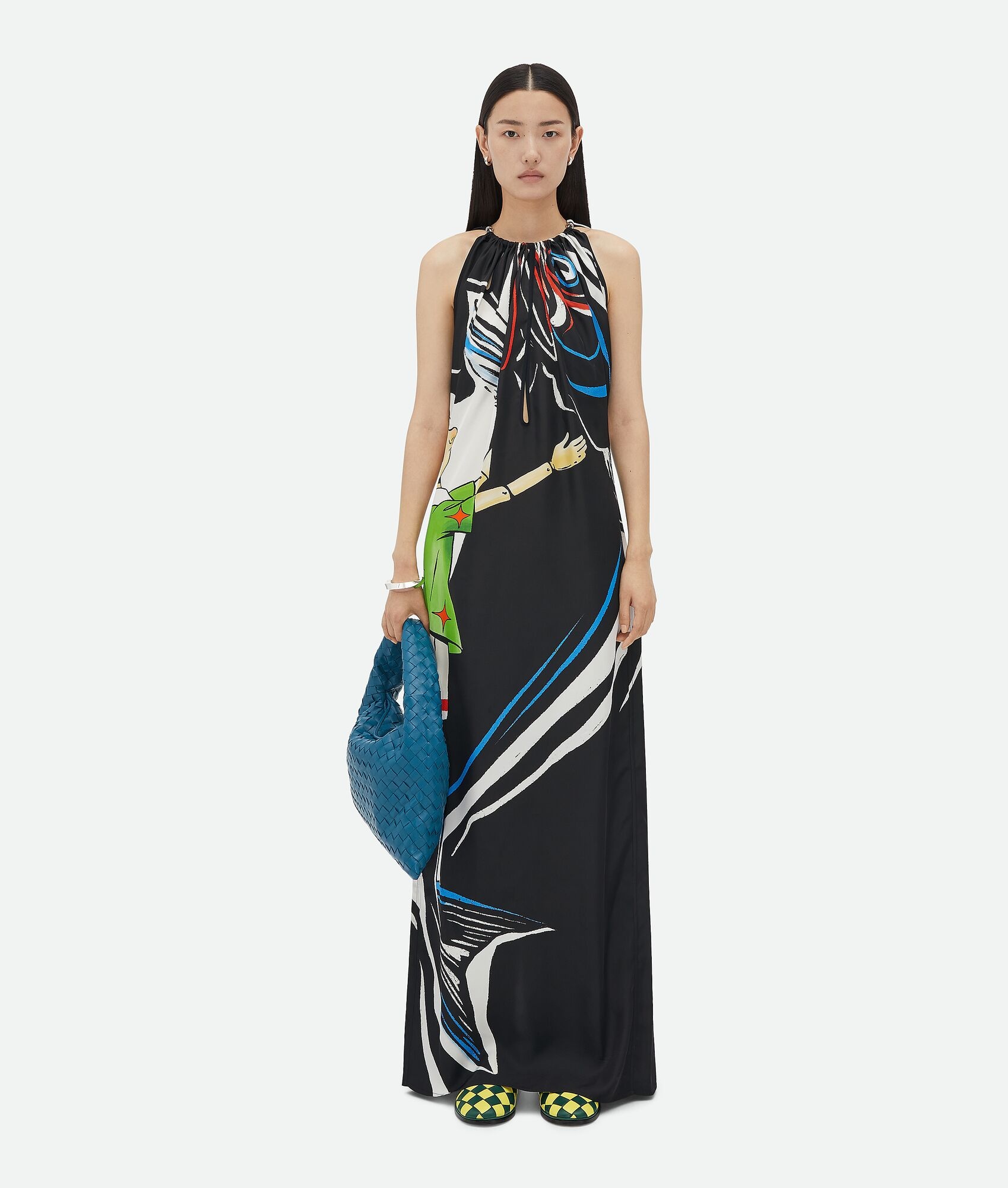 Printed Viscose Dress With Knot Detail At Neck - 1