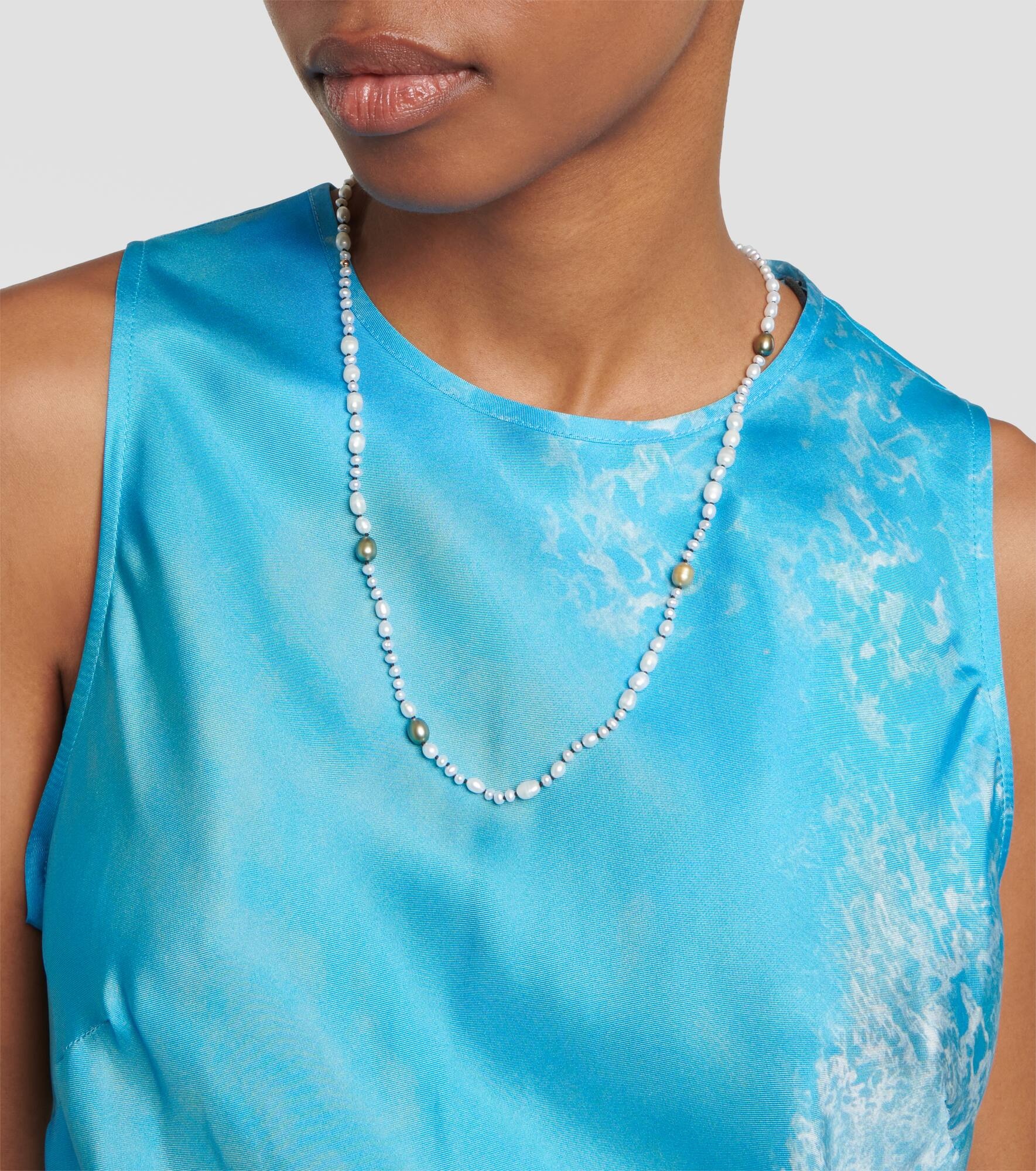 Mermaid necklace with freshwater pearls and 18kt gold-plated silver beads - 3