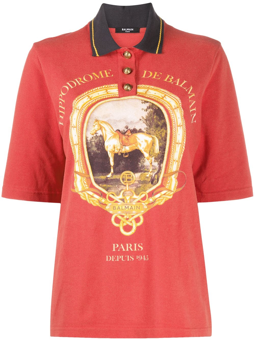 equestrian print polo shirt - 1