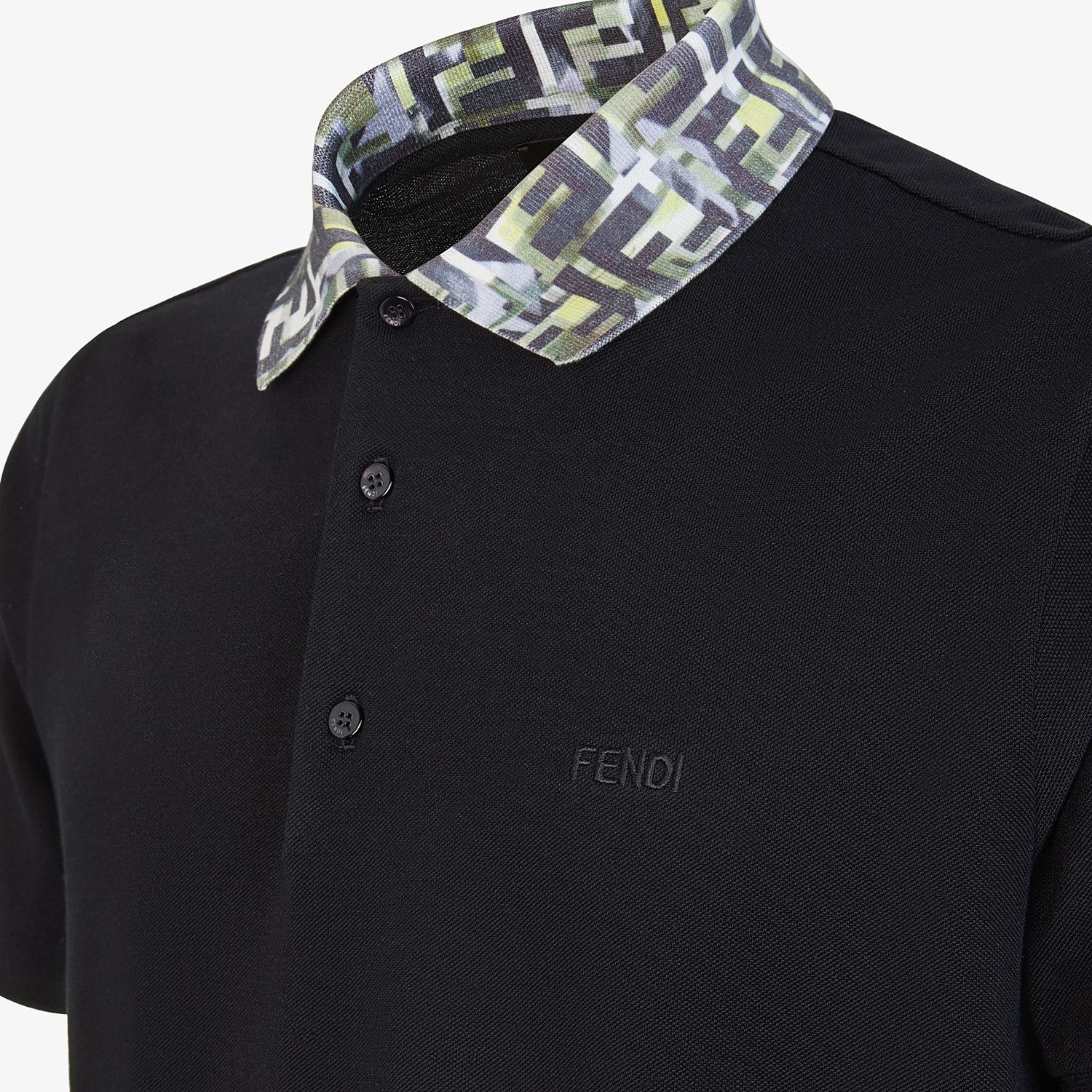 Black cotton polo shirt - 3