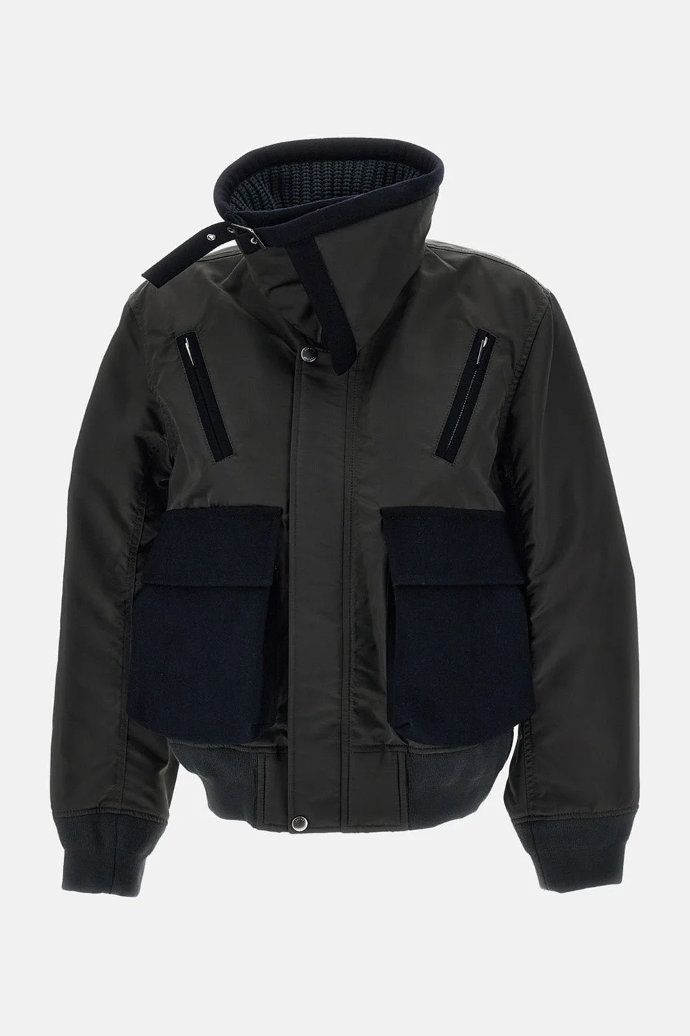 NYLON TWILL AND MELTON WOOL JACKET - 1
