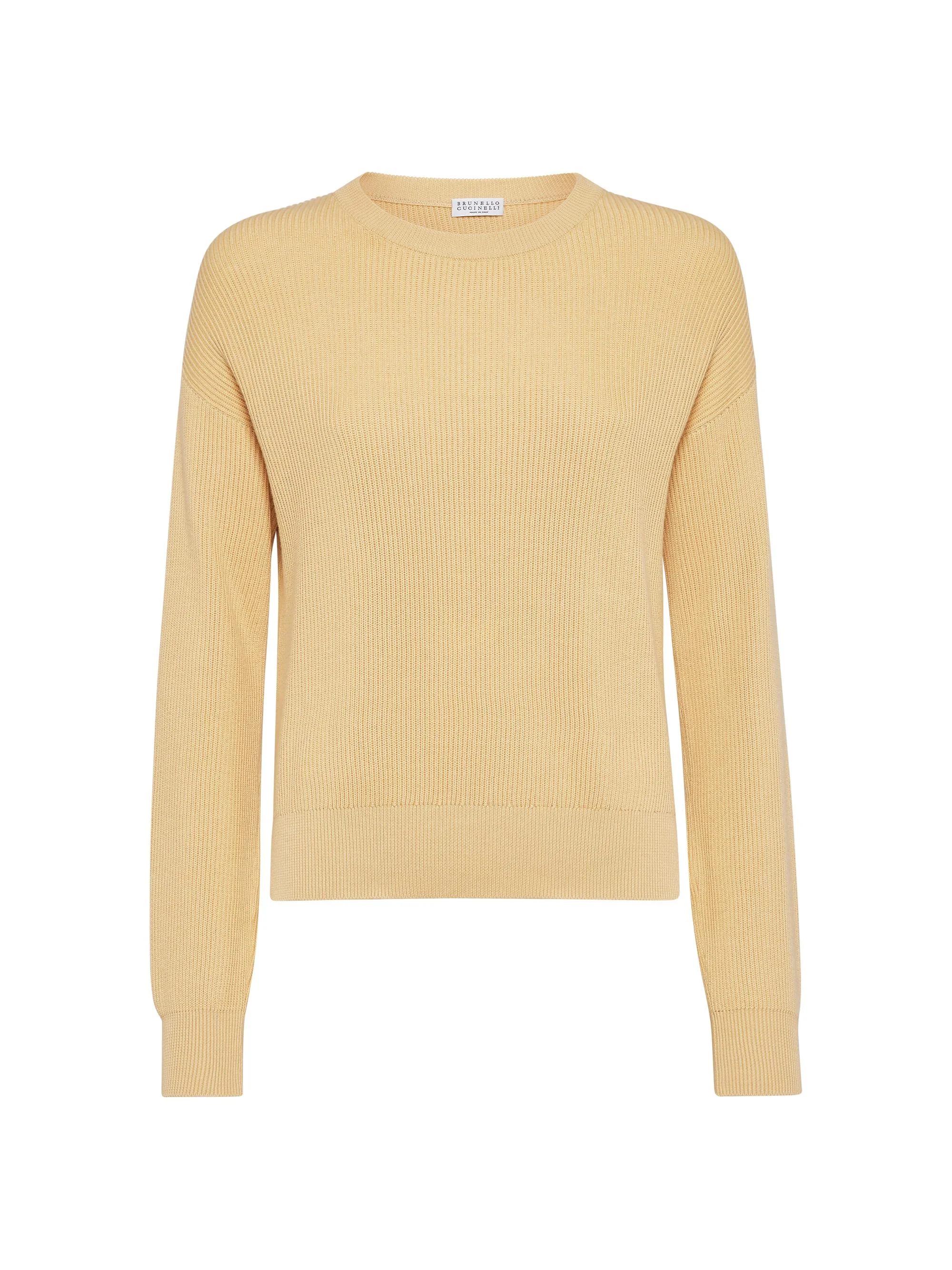 Women's Cotton English Rib Sweater with Monili - Sun - 1