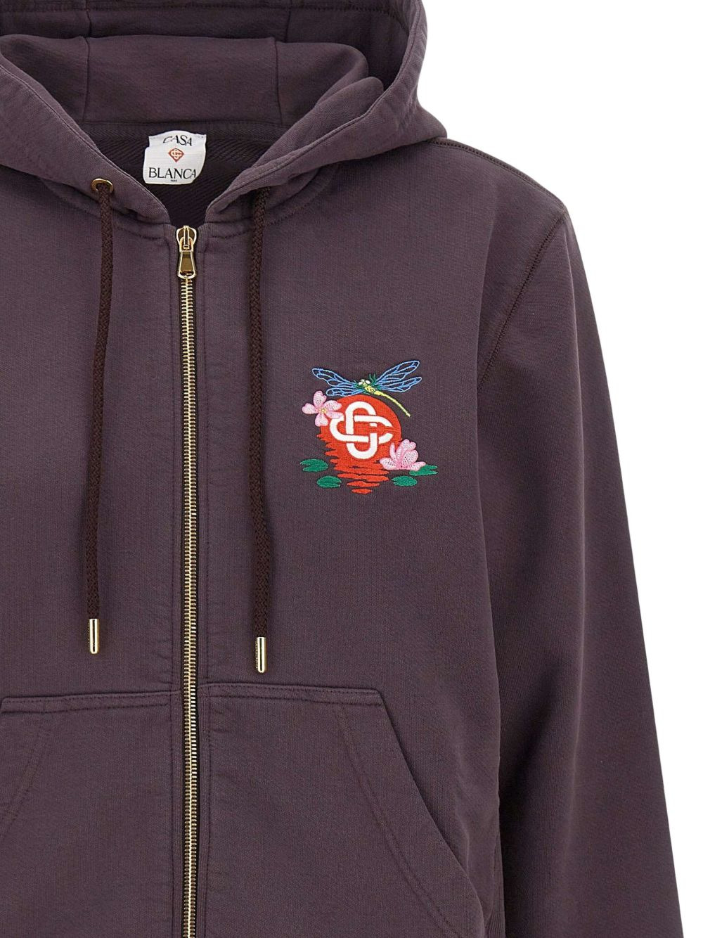 embroidered-logo zip-up hoodie - 5