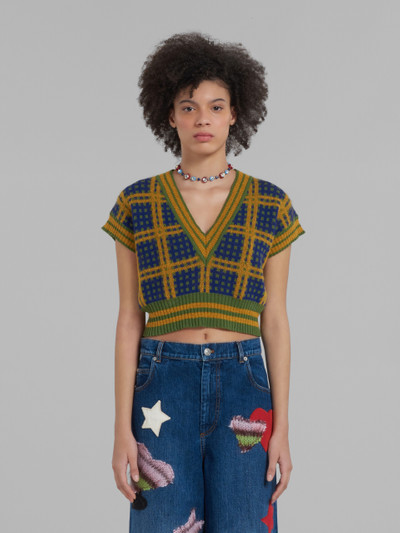 Marni GREEN SLEEVELESS JUMPER WITH '50S CHECK outlook