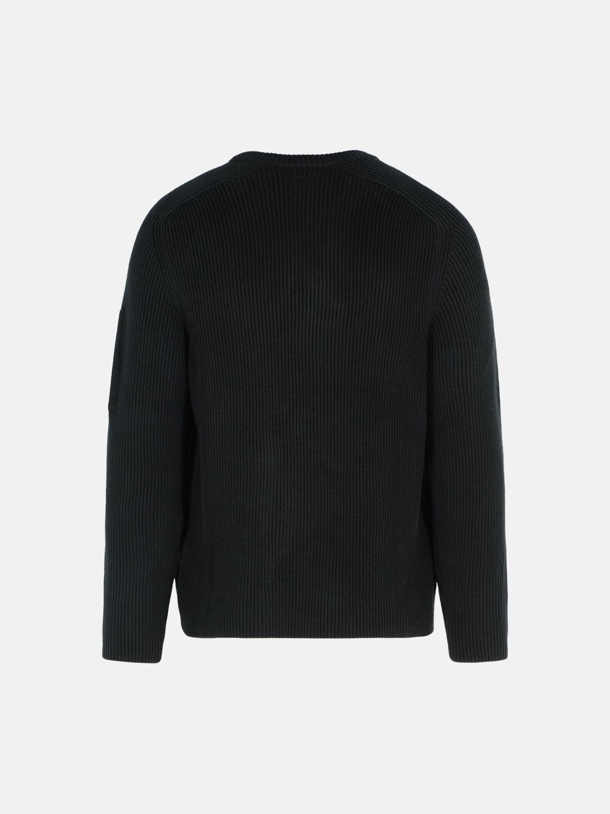 'FULL RIB' BLACK COTTON BLEND SWEATER - 3