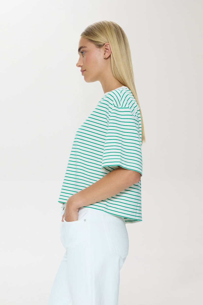MAE CROPPED TEE - VERT STRIPE 3
