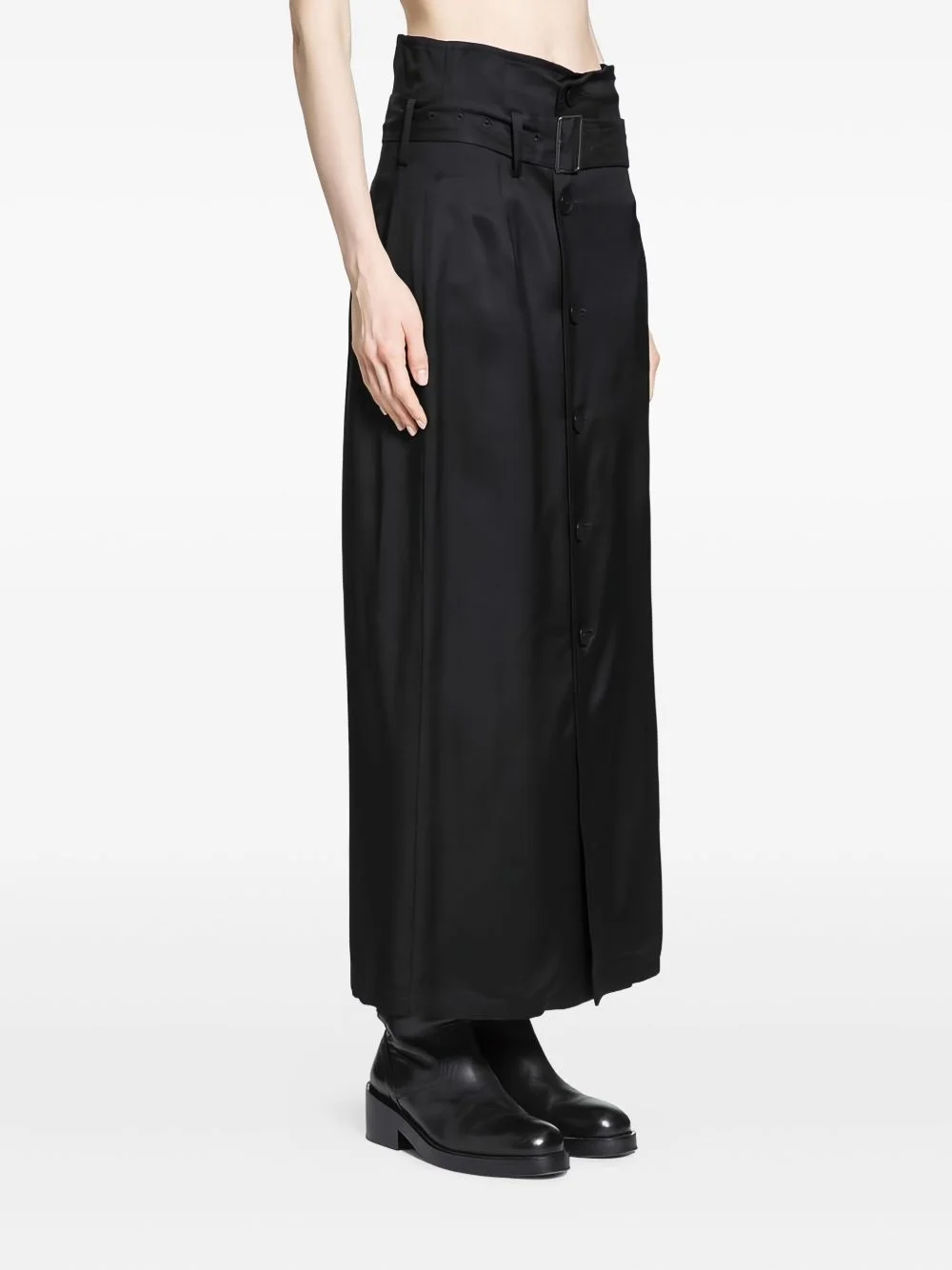 button belted long skirt - 1