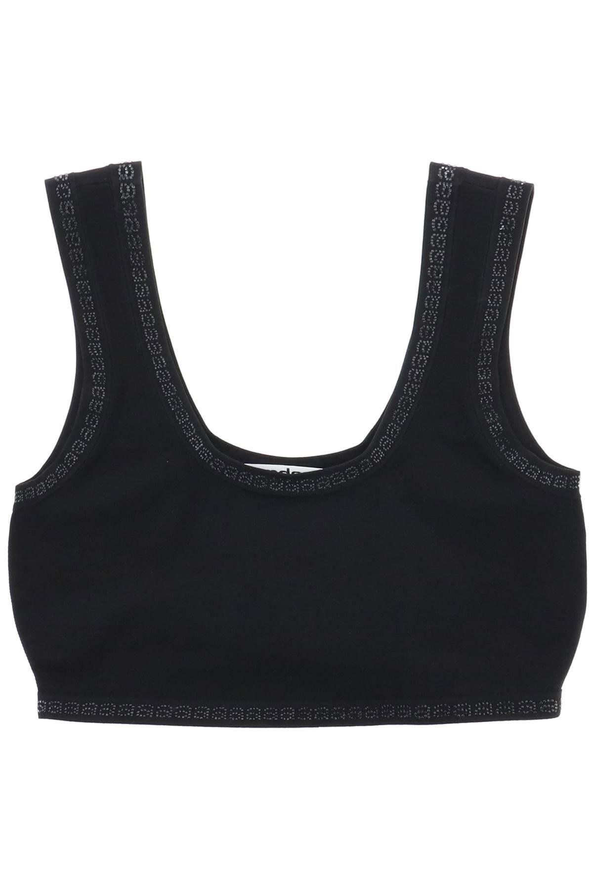 Alexander Wang Sports Bra With Crystal Studded Logo Trims - 1