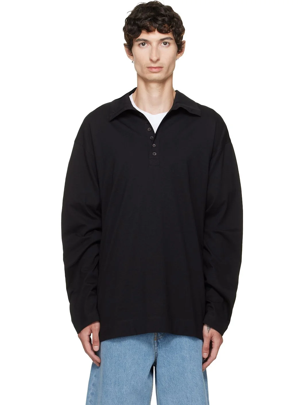 Black Cotton Polo - 1