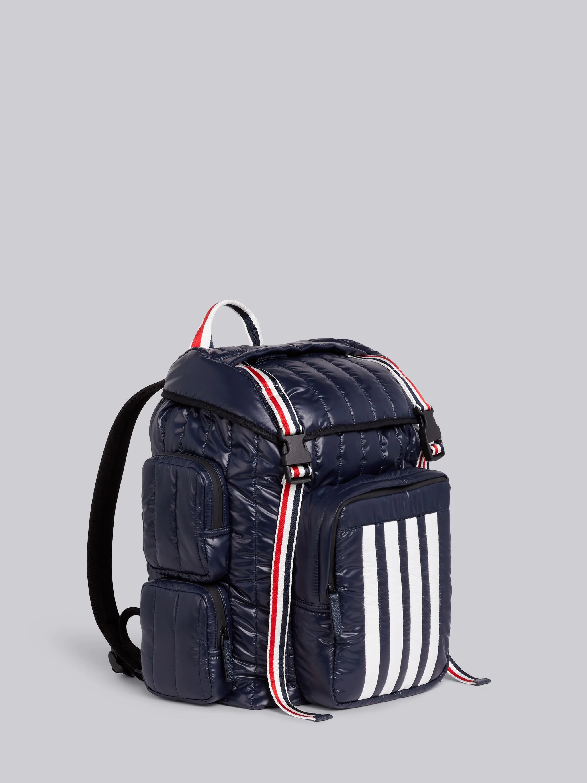 Navy Quilted Ripstop Tricolor Webbing Handles 4-Bar Backpack - 3