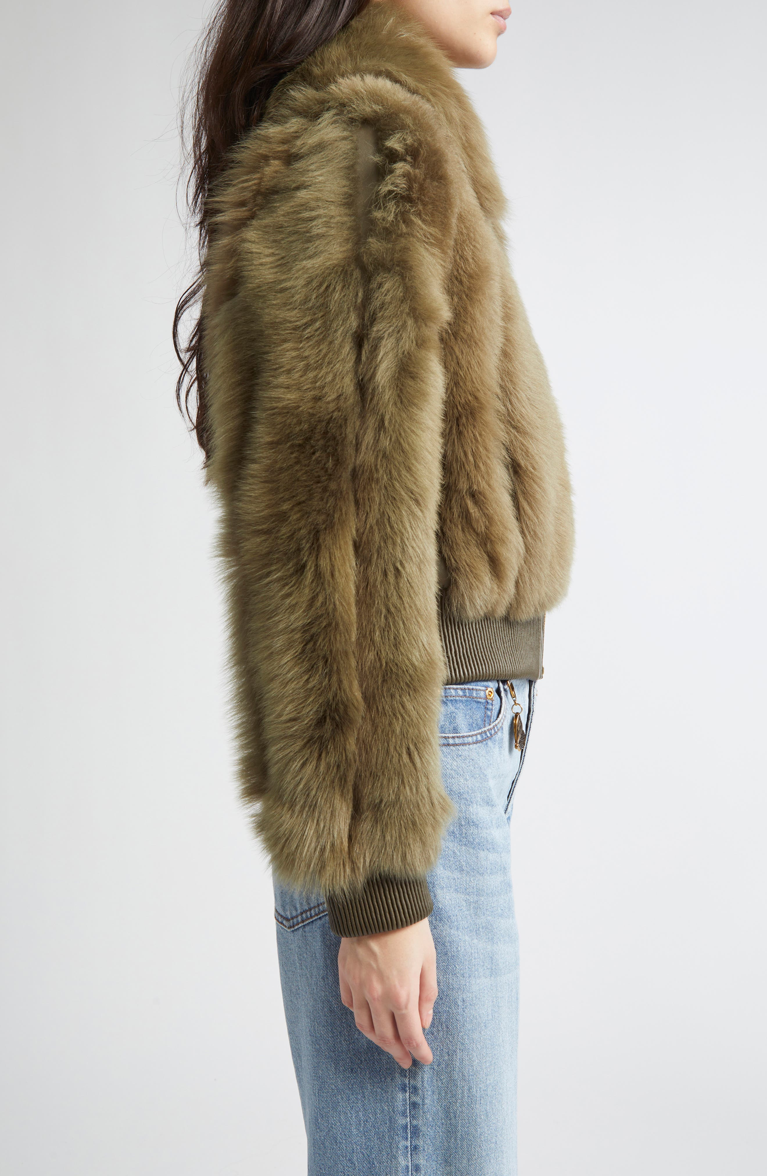 Zimmermann Hypnotic Genuine Shearling Bomber Jacket in Olive at Nordstrom - 4