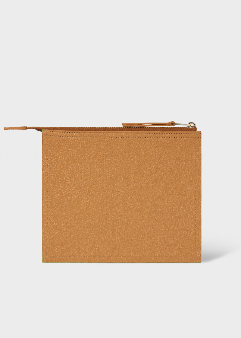 Paul Smith Green Leather Medium Concertina Zip Pouch outlook