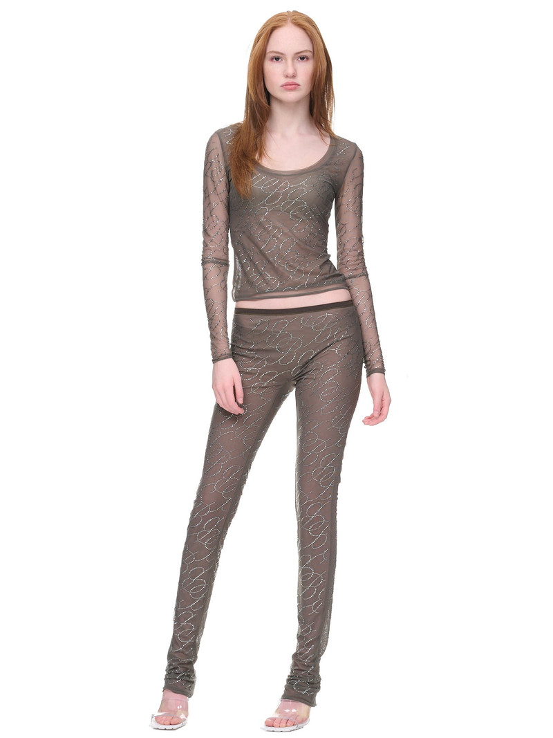 Blumarine Rhinestone Logo Pants outlook