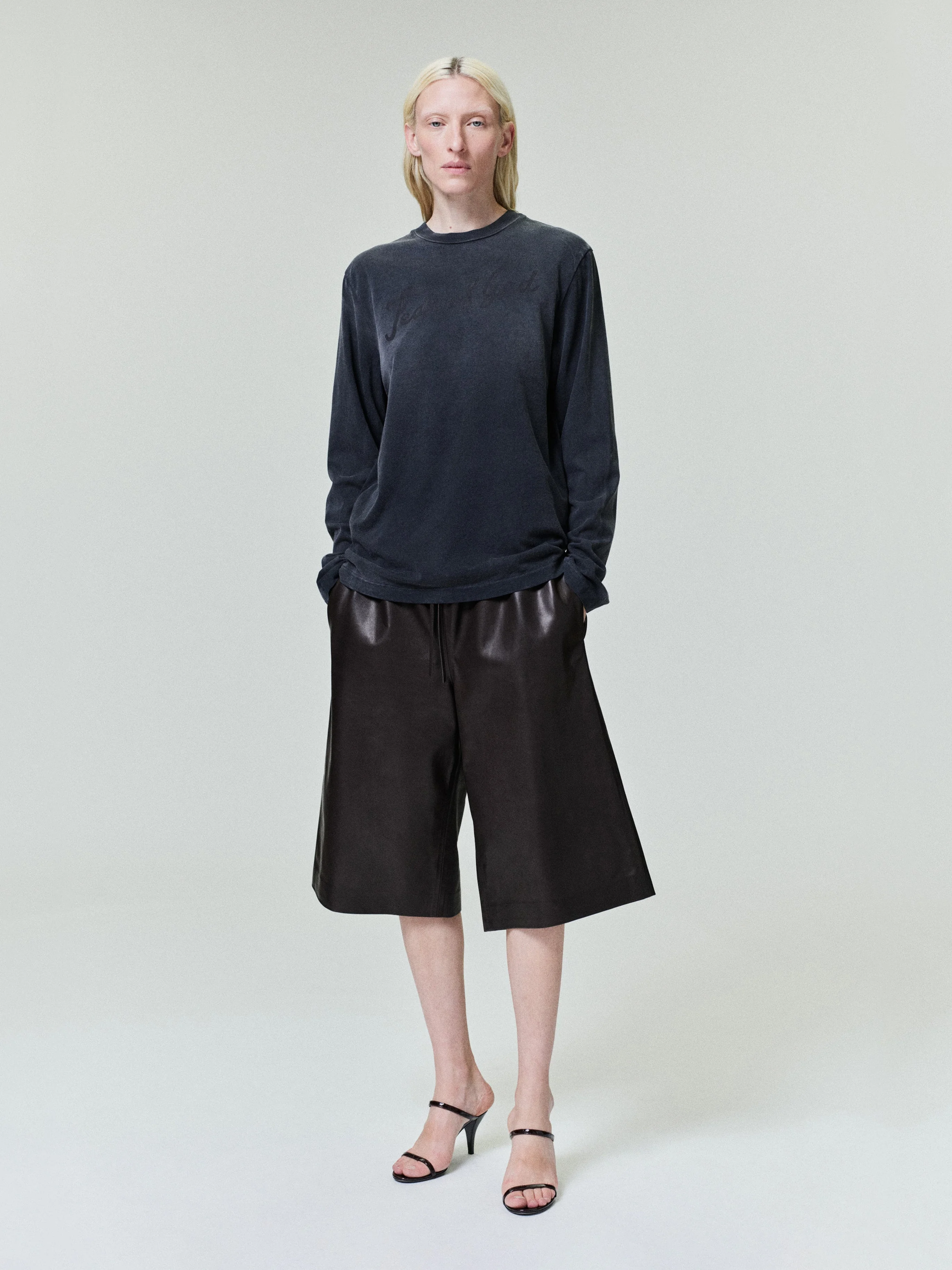 Womens Leather Drawstring Shorts - 1