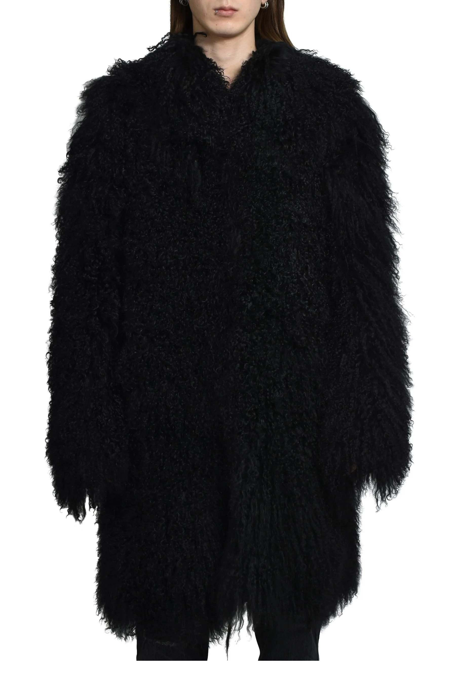 "PROXENETE" REVERSIBLE MONGOLIAN LAMBSKIN COAT / NOIR - 1