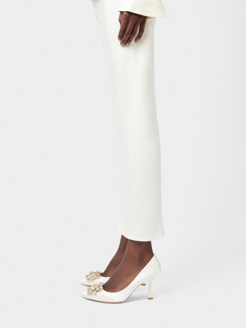 Roger Vivier RV Bouquet Strass Pearl Buckle Pumps in Satin outlook