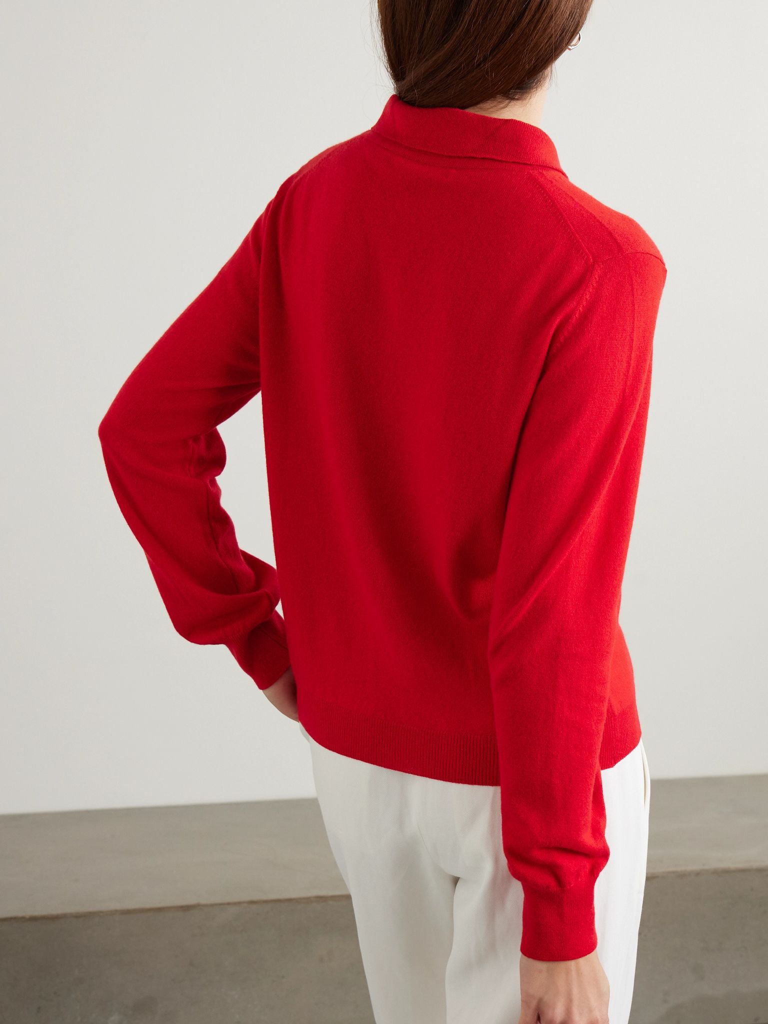 Aoife cashmere and cotton-blend polo sweater Red - 3