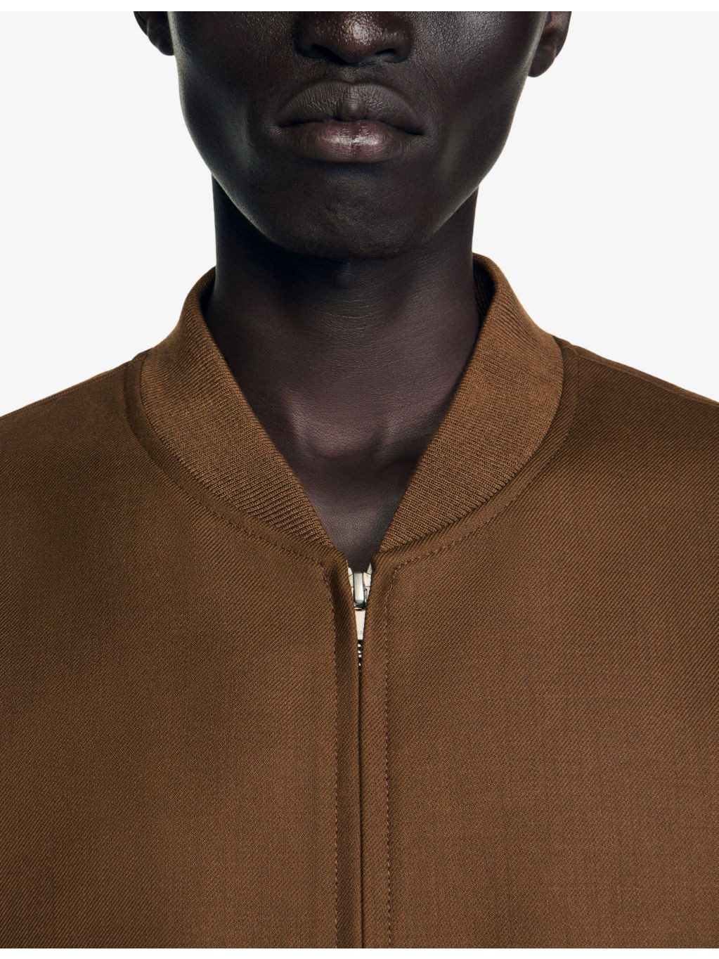 Regular-fit ribbed-collar wool-blend bomber jacket - 5
