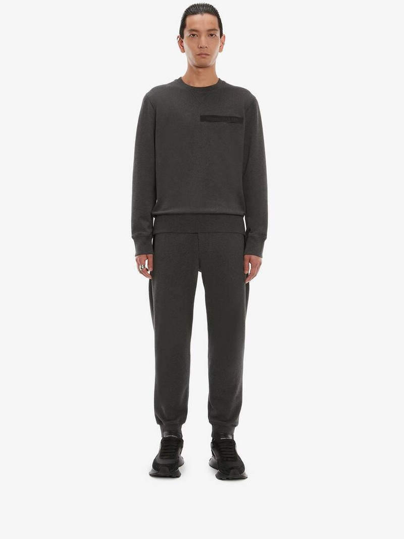 Alexander McQueen Men's Selvedge Logo Tape Detail Sweatshirt in Charcoal outlook