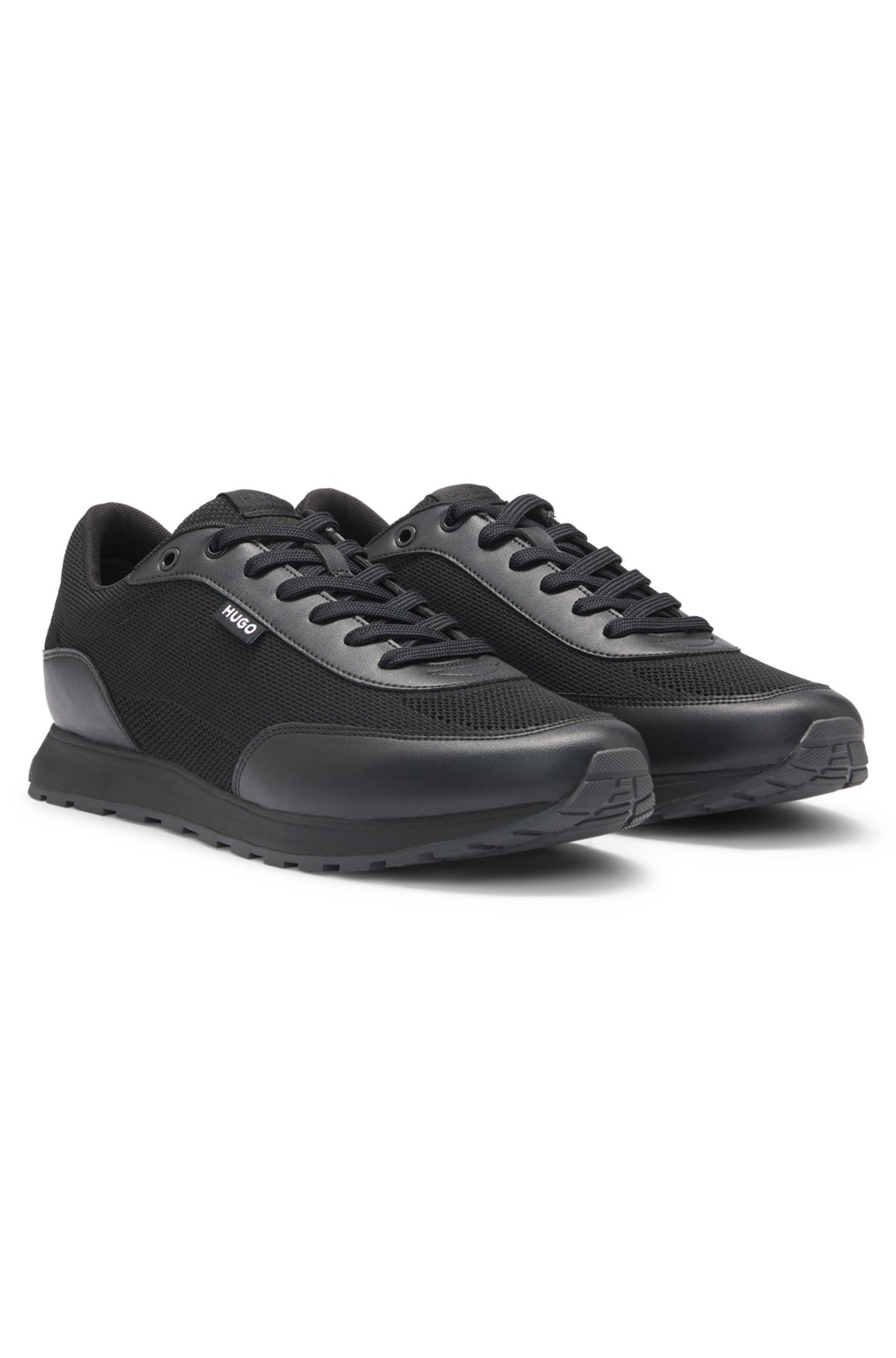 KNIT-EFFECT TRAINERS WITH FAUX-LEATHER TRIMS - 2