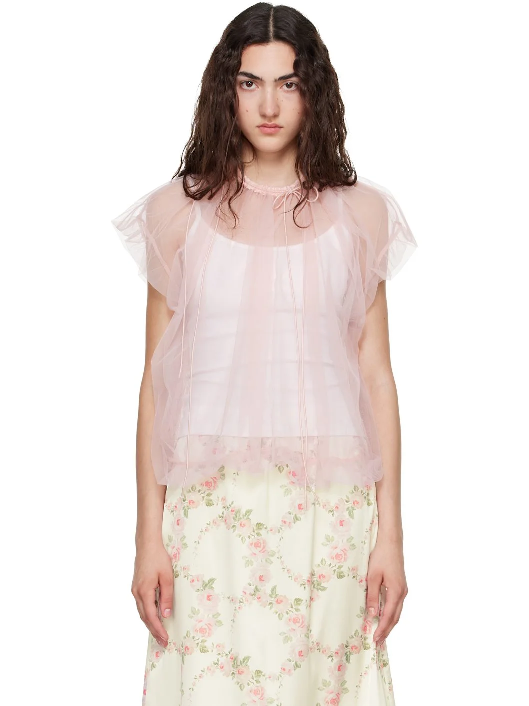 Pink Gathered Cord Blouse - 1