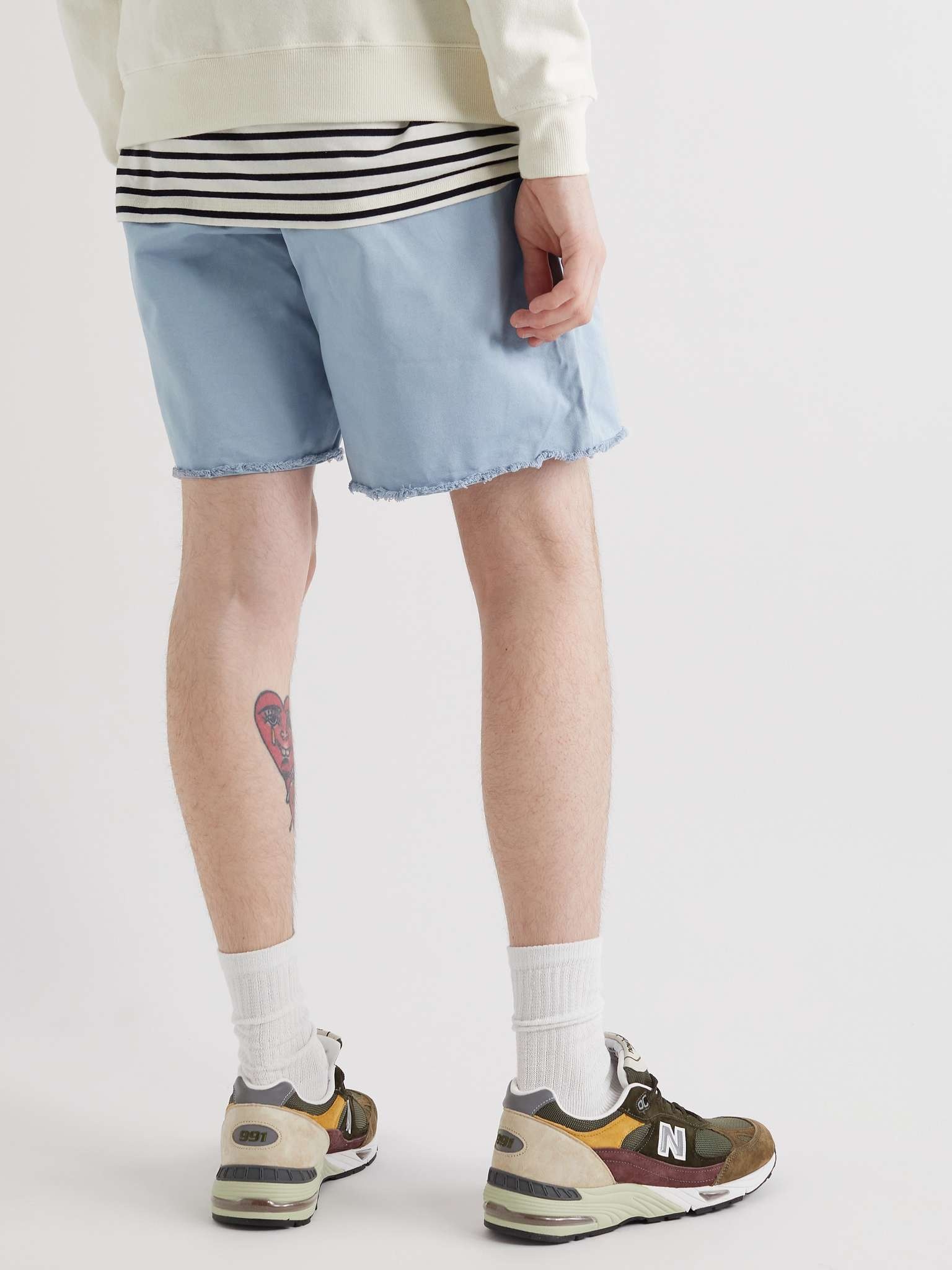 Wide-Leg Distressed Cotton-Gabardine Bermuda Shorts - 4