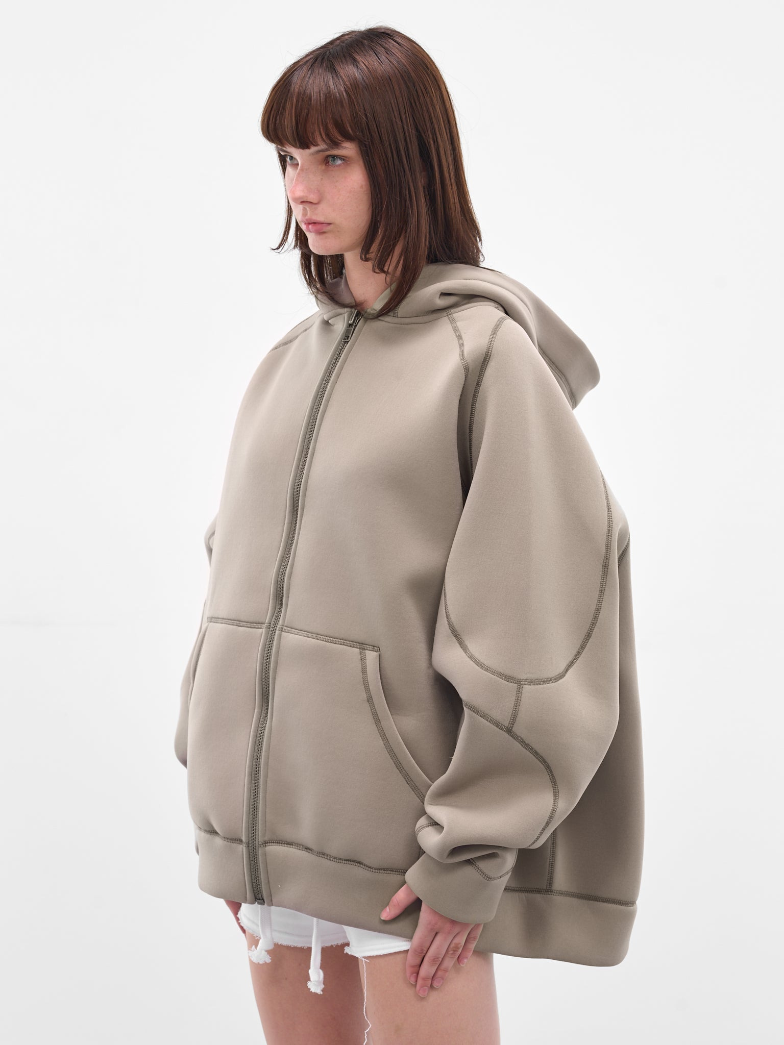 Gray Reversible Oversized Zip Hoodie - 2