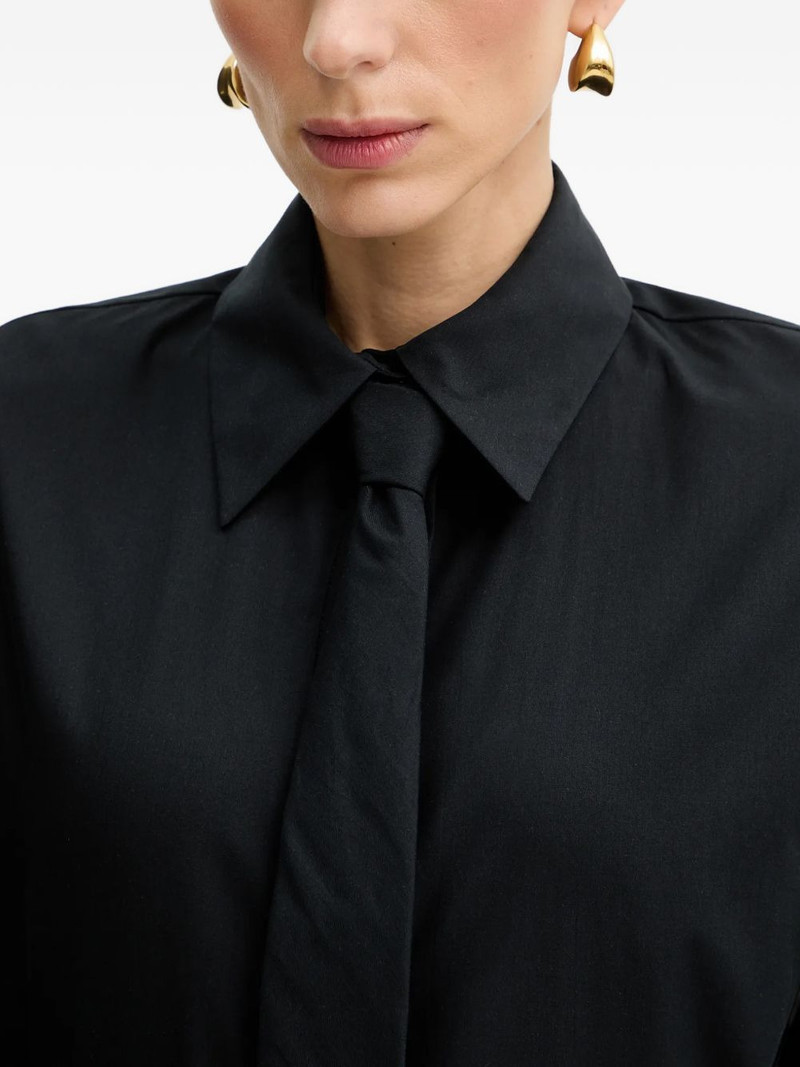 tie-detail embroidered-cuffs shirt 4
